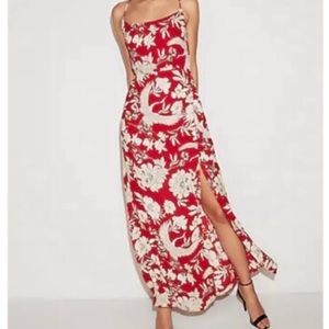 Red and white floral maxi Express dress